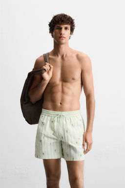 EMBROIDERED MID-LENGTH SWIMMING TRUNKS - Zara фото 2