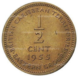 Монета 1/2 цента 1955 года Британские Восточные Карибы