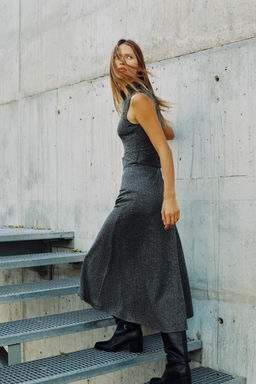 TWILL DRESS WITH BELT