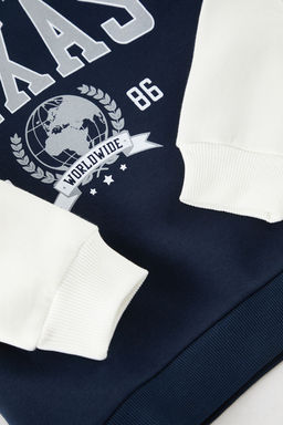 Ekru Erkek Cocuk Kapusonlu Slogan Bask?l? Renk Bloklu Orme Sweatshirt TKDAW25SW00133 - Trendyolmilla фото 3