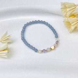 Браслет детский из Ангелита, Аметиста и Розового кварца со вставкой Сердце - Радуга самоцветов фото 2