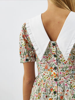 Платьеиз хлопка с большим контрастным воротником OD-935-2