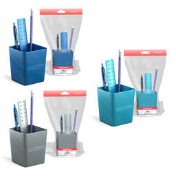 Цена за 3 шт. Набор настольный пластиковый ErichKrause® Base, Ice Metallic, ассорти из 3 цветов