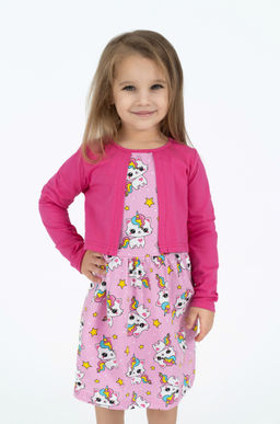 Платье детское розовое с болеро (98-104)