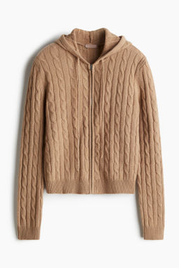 Chaqueta en punto trenzado con capucha - H&m фото 7