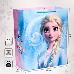 Пакет подарочный, 40×49×19 см, Холодное сердце