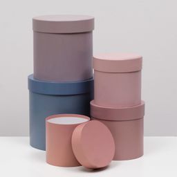 Набор круглых коробок 5 в 1 "Песочный", 13 х 13,5 -19.5 х 23 см