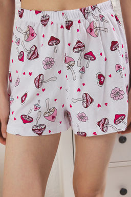 Trendyolmilla Pembe %100 Pamuklu Eglence Desenli Sortlu Orme Pijama Tak?m? THMSS25PT00393  фото 3