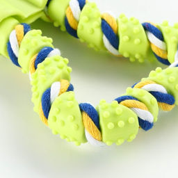 Игрушка витая из резины и каната Мегакость, 19,5 см, салатовая - Пижон фото 3