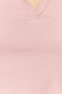 Trendyolmilla Siyah Fitted/Vucuda Oturan Crop Polo Yaka Fitilli Esnek Orme Bluz TWOSS21BZ0038  фото 12