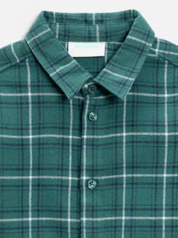 ACOOLA /Сорочка верхняя детская для мальчиков Larsen зеленая клетка фото 4