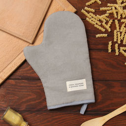 Варежка-прихватка Доляна Душевная кухня цв.серый 20х28см, рогожка, 100% х/л