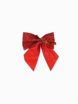 Цена за 2 шт. Ёлочные игрушки 12 шт. «Зимнее волшебство. Бантик - блеск» пластик, 4.5×5.5 см, красный