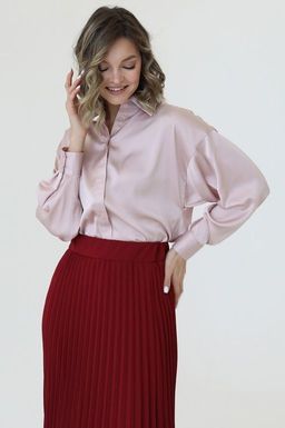 Рубашка из искусственного шелка со спущенным плечом - Looklikecat фото 2