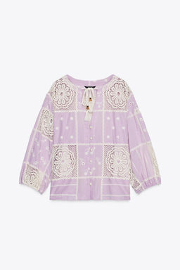 CONTRAST CROCHET SHIRT - Zara фото 12