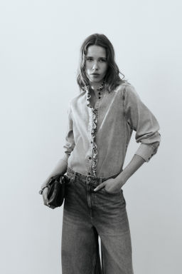 Camisa denim con ribetes de volante - H&m фото 3
