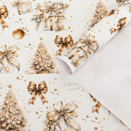 Цена за 10 шт. Бумага упаковочная новогодняя "Снежная ёлка", глянец, 80 г/м2 , 50 х 70 см.