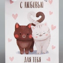 Цена за 4 шт. Пакет подарочный ламинированный, упаковка, «Котики», 7 х 10 х 7 см