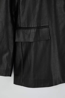Limited Edition Siyah Y?kamal? Suni Deri Blazer Ceket TWOAW26BC00033 - Trendyolmilla фото 3