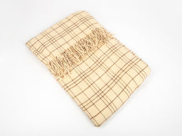 Плед НЗ 50% шерсть 170*200 клетка цв. беж.(Узбекистан)