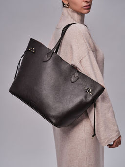 Сумка кожаная шоппер Deboro 30890 темно-коричневая