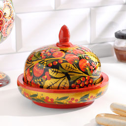 Масленка «Круг», 15×12 см, дерево хохлома