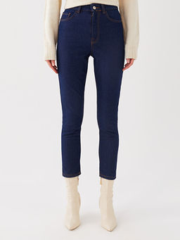 Y?ksek Bel Slim Mom Kad?n Jean Pantolon
