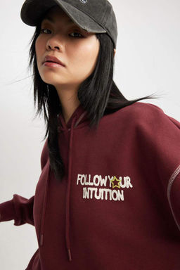 Толстая толстая толстовка с капюшоном и принтом на спине Cool Oversize - Defacto фото 8