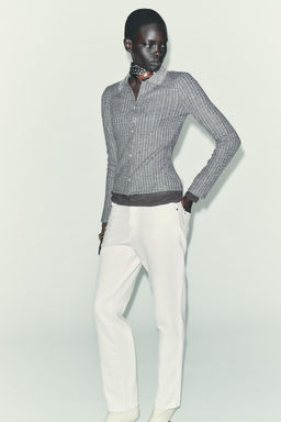 JEWEL COLLAR CUT-OUT CARDIGAN