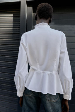 PEPLUM POPLIN SHIRT WITH BOW - Zara фото 6