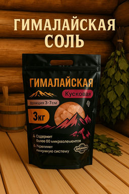 Соль гималайская колотая розовая 3-7 см, 3 кг