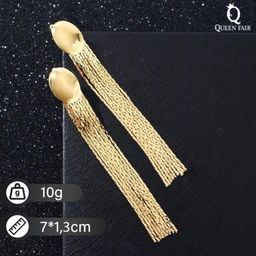 Серьги висячие Голливуд овал и нити, цвет золото, 7см