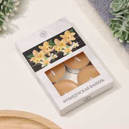 Цена за 2 шт. Набор свечей ароматических чайных «Французская ваниль», в подарочной коробке, 6 шт.