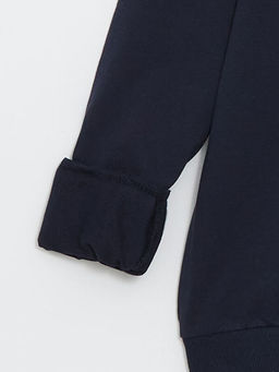 Bisiklet Yaka Bask?l? Erkek ?ocuk Sweatshirt