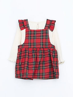 Ekose Desenli K?z Bebek Salopet ve Bluz 2li Tak?m - Waikiki фото 3