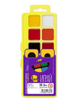 Краска акварель Лео Играй медовые, без кисти в пластиковой упаковке с европодвесом LPW-0112 12 цв