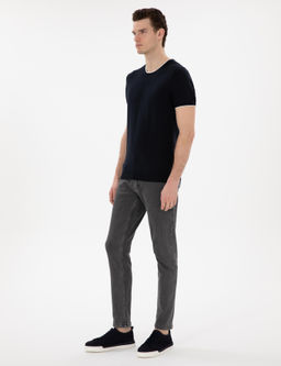 Lacivert Slim Fit Bisiklet Yaka Triko Ti__rt - Pierre cardin фото 4