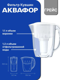 Кувшин Грейс белый 2,8 л (кассета А6) Аквафор фото 4
