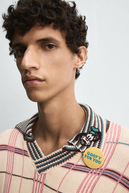 CHECK JACQUARD KNIT POLO SHIRT HARRY LAMBERT FOR ZARA X DISNEY  фото 5