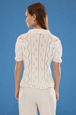 Ekru Bebe Yaka Ajurlu Nak?sl? Bluz TWOSS25BZ00197 - Trendyolmilla фото 5