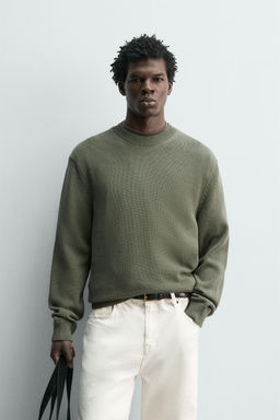 JERSEY REGULAR FIT ALGOD?N / Verde gris - Zara фото 2