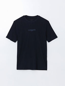 Bisiklet Yaka K?sa Kollu Bask?l? Penye Erkek Ti??rt