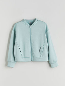 Bisiklet Yaka K?z ?ocuk Fermuarl? Sweatshirt