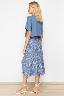 TRENDYOLMILLA K?rm?z? Bask?l? Buzgu Detayl? ve Volanl? Yuksek Bel Esnek Etek TWOSS21ET0029 фото 47