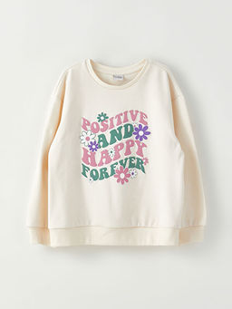 Bisiklet Yaka Bask?l? Uzun Kollu K?z ?ocuk Sweatshirt - Waikiki фото 3