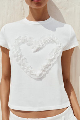 T-SHIRT WITH TEXTURED HEART - Zara фото 3