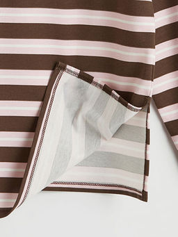 Polo Yaka ?izgili Kad?n Sweatshirt Tunik