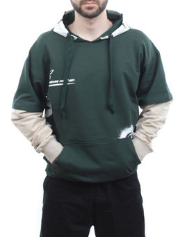 2702 GREEN/BEIGE Толстовка мужская (75% хлопок, 20% полиэстер, 5% спандекс) - Фабричный китай фото 2