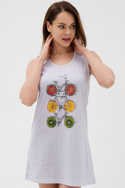 Ночная сорочка из кулирки Fruits&bikes клетка серая - Амадэль фото 5