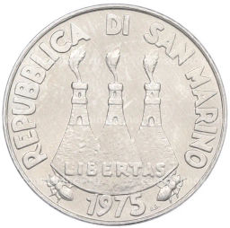 Монета 10 лир 1975 года Сан-Марино